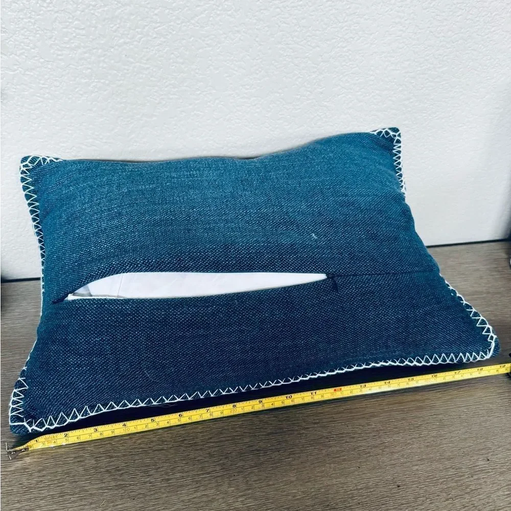 Navy Blue Home Farmhouse Feather Throw Pillow